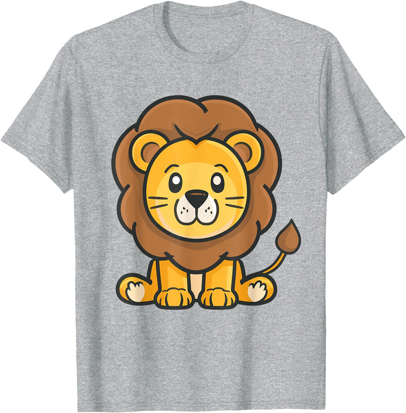 Funny Lion and African Animals Design Cute Lion for Kids T-Shirt - Heather Grey