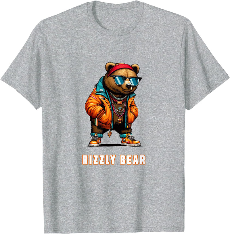 The Rizzly Grizzly Rizzly Bear Cool Grizzly Bear Wearing Sunglasses Rizz Slang T-Shirt - Heather Grey