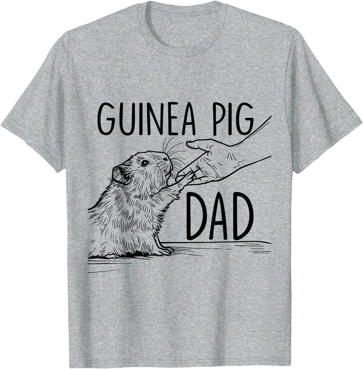 Funny Guinea Pig Dad Fathers Day Best Daddy Ever Hand T-Shirt - Heather Grey