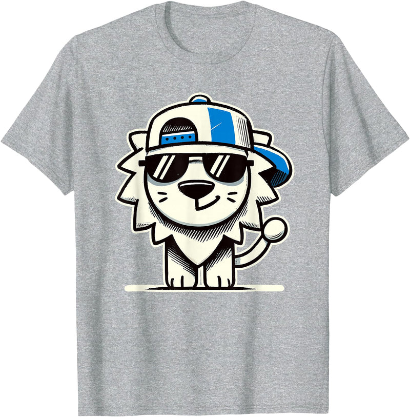 Nerrrdy Lion Hipster Men Women Kids Boys Girls Funny Lion T-Shirt - Heather Grey