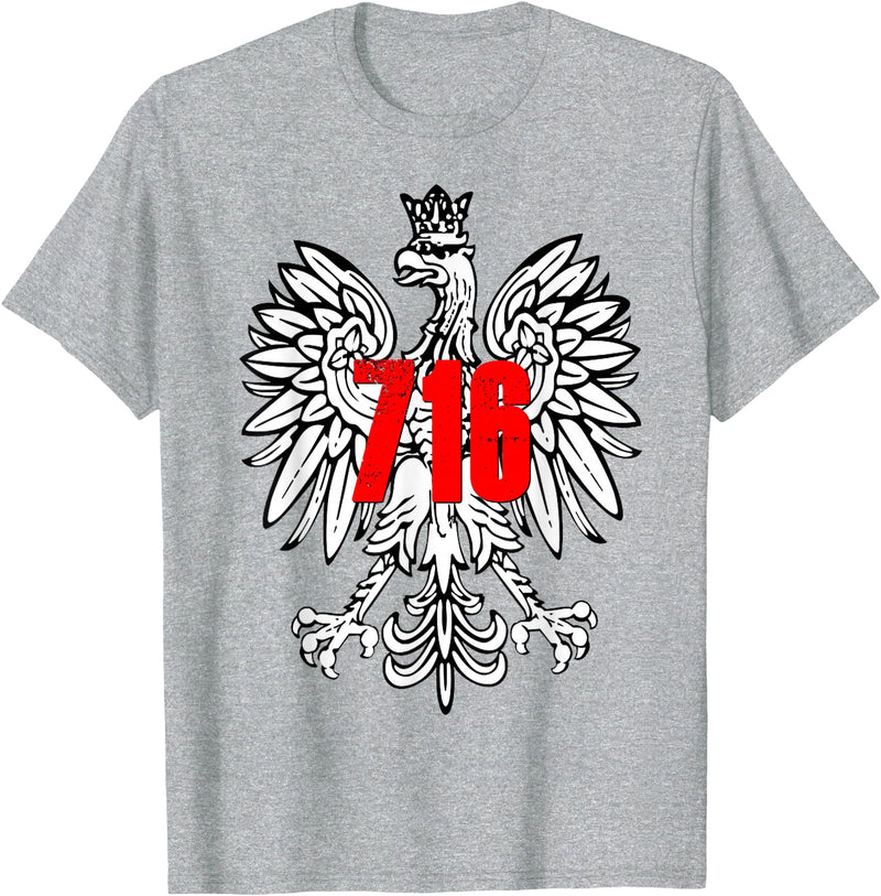 Polish Pride Buffalo Dyngus Day Shirt Polish Falcon Eagle 716 Buffalo NY New York T-Shirt - Heather Grey
