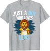 Lion Lover Gift Just A Boy Who Loves Lions Lion T-Shirt - Heather Grey