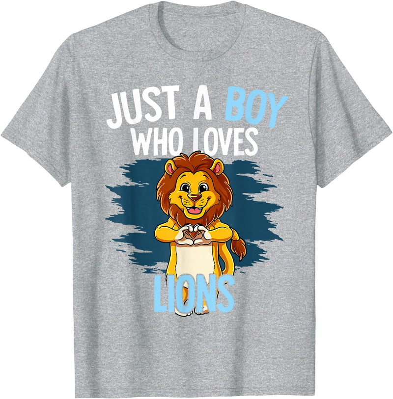 Lion Lover Gift Just A Boy Who Loves Lions Lion T-Shirt - Heather Grey