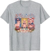 Farmer 4th Of July Costume 1776-2026 Proud 250th Freedom 4th July Three Cute Pigs T-Shirt - Heather Grey