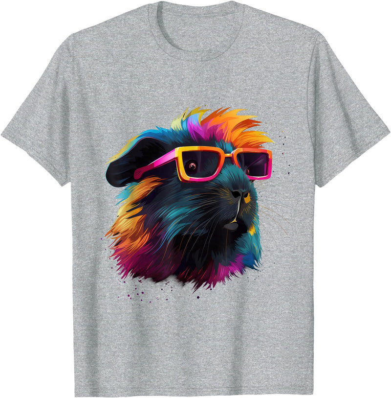 Guinea Pig Lover Designs Guinea Pig Lovers Colorful Pop Art Guinea Pig T-Shirt - Heather Grey