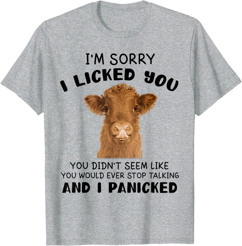 Cow Cute I'm Sorry I Lickedq Tees And Co Cow Cute I'm Sorry I Licked You And I Panicked Funny Farmer T-Shirt - Heather Grey