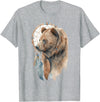 More Tribal Native American Totem Animal Art Bear Tribal Watercolor Bear Dream Catcher T-Shirt - Heather Grey