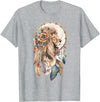 More Tribal Native American Totem Animal Art Lion Tribal Watercolor Lion Dream Catcher T-Shirt - Heather Grey