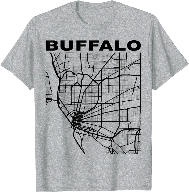 International City Mapz Co. Buffalo City Street Map New York Souvenir T-Shirt - Heather Grey