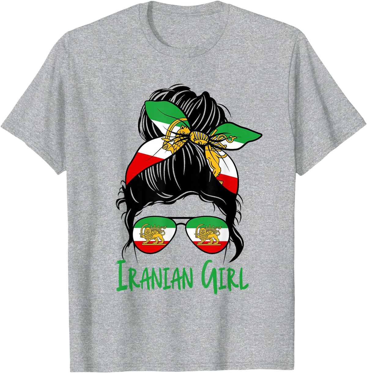 Iran For Women Iranian For Girl Flag Lion Persian T-Shirt - Heather Grey