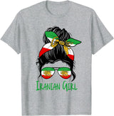 Iran For Women Iranian For Girl Flag Lion Persian T-Shirt - Heather Grey