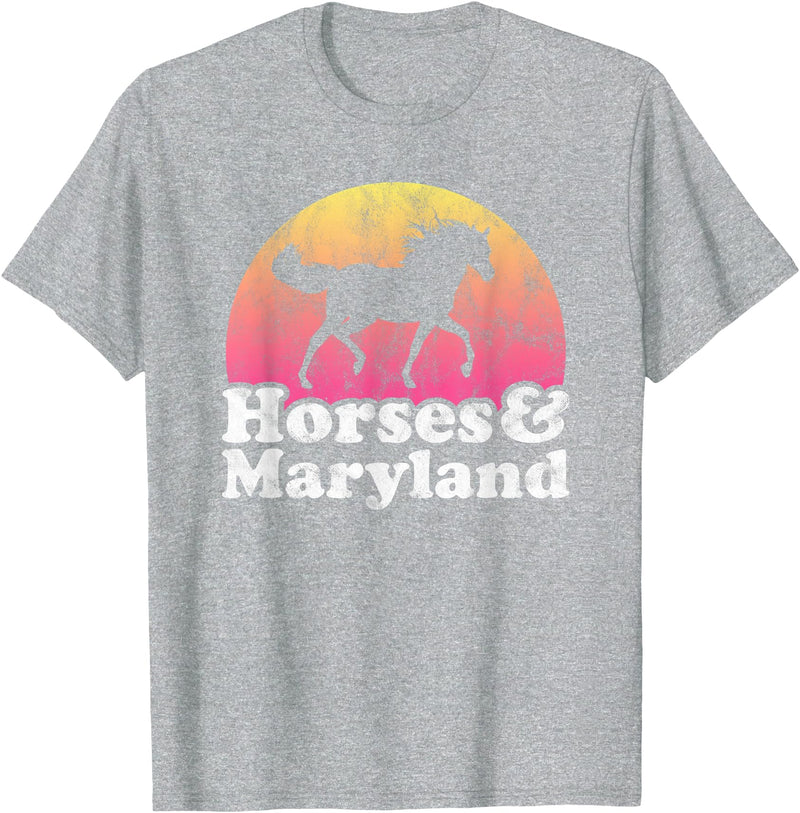Horses and Maryland Apparel Co Horse and Maryland Women or Girls Horses T-Shirt - Heather Grey