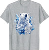 Arctic Polar Bear Crystal Flowers Nature Majestic Arctic Polar Bear with Ice Flowers Fantasy T-Shirt - Heather Grey