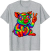 Magical and Funny Pig Gifts Tie-Dye Pig Peace Sign Hippo T-Shirt - Heather Grey