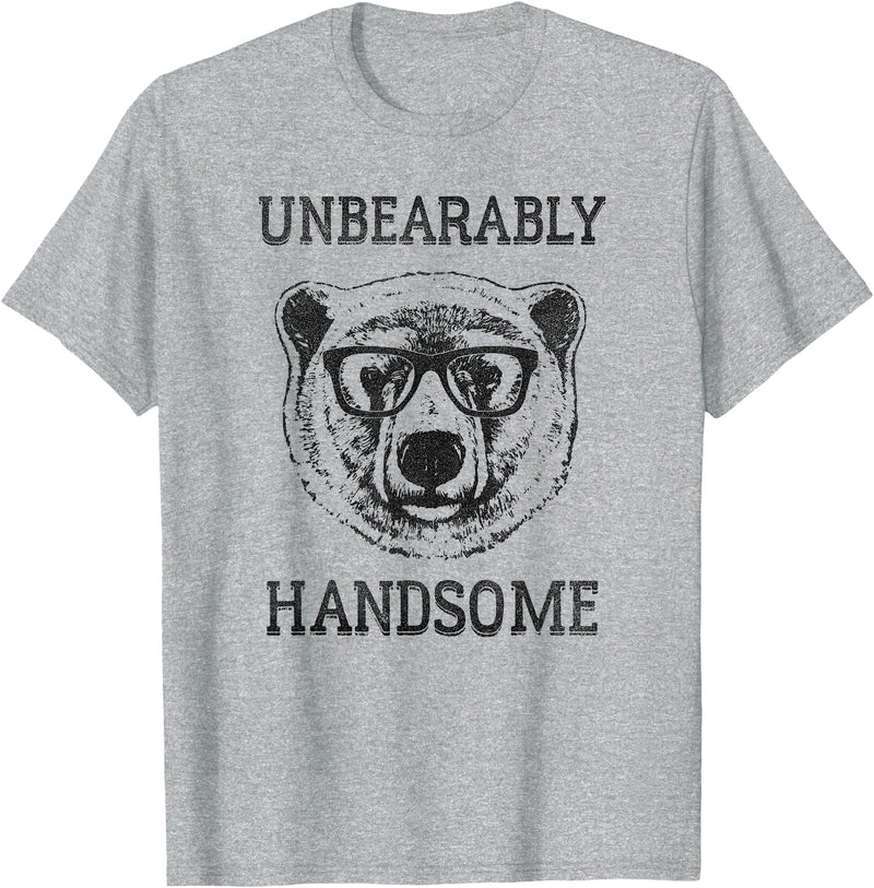 Trendy Apparel Trendy Unbearably Handsome Stunning Bear Face T-Shirt - Heather Grey