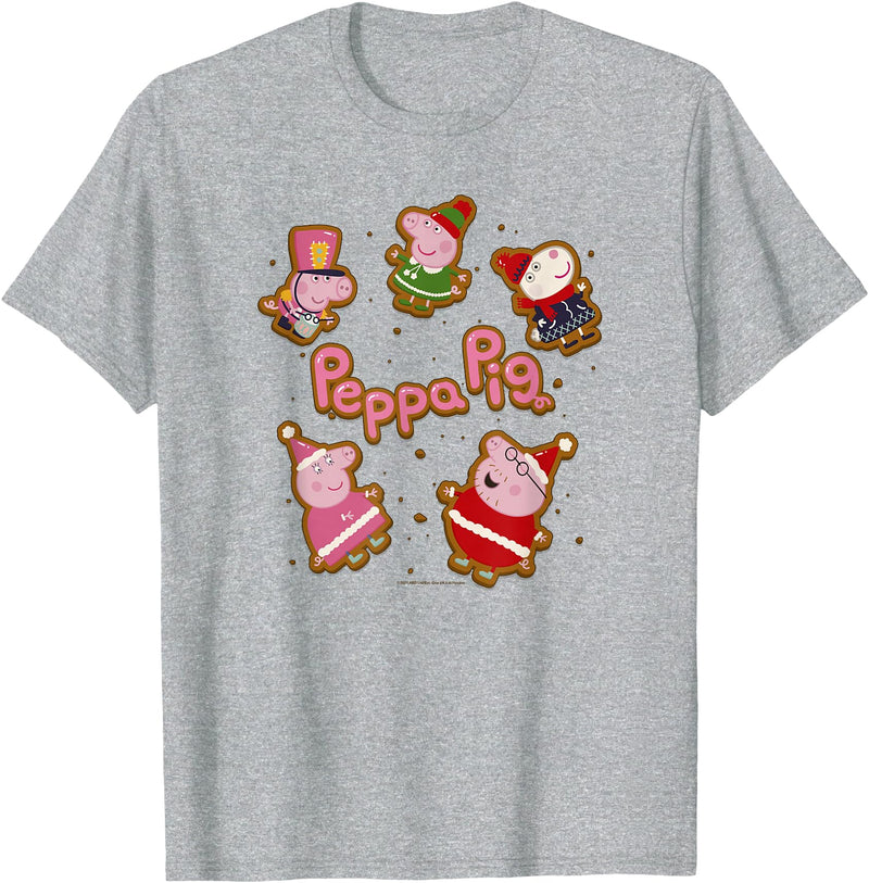 Peppa Pig Christmas Gingerbread Cookies T-Shirt - Heather Grey
