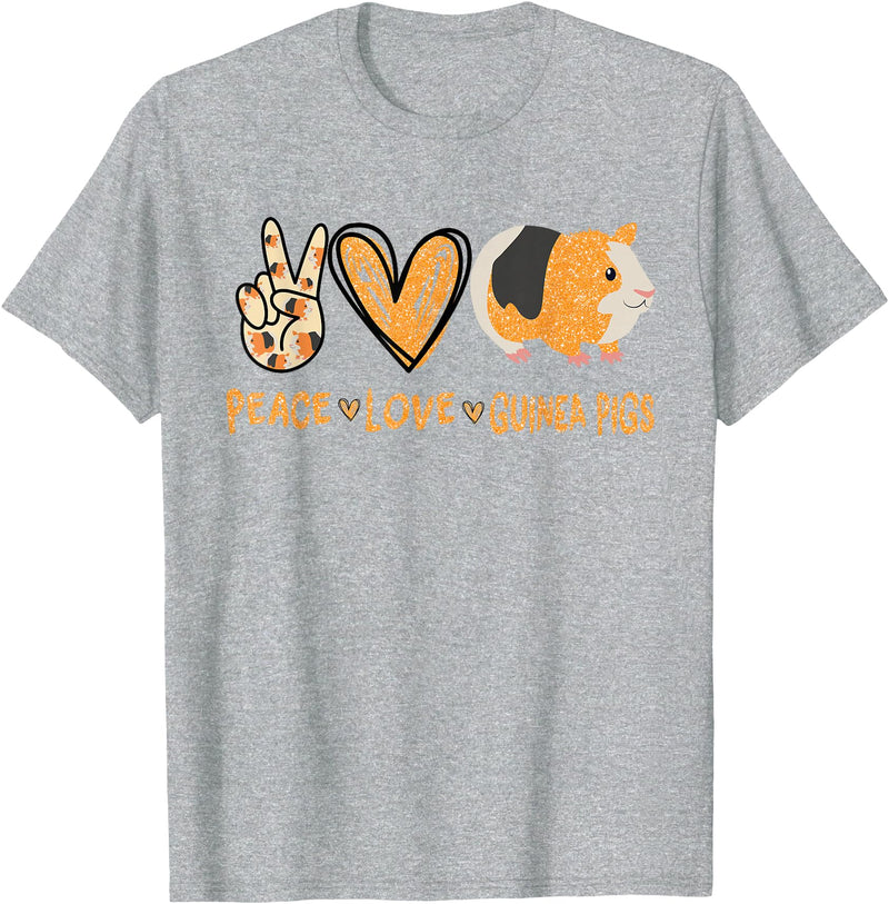 Funny Guinea Pig Lover Peace Love Guinea Pigs Cute Guinea Pig Lover T-Shirt - Heather Grey