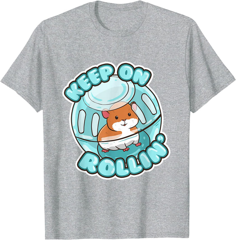 Keep On Rolling Cute Hamster Hammy Owner Pet Lover Gift T-Shirt - Heather Grey