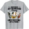 Driving My Husband Crazy One Cow By Dino Driving My Husband Crazy One Cow At A Time Funny Cow T-Shirt - Heather Grey