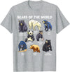 GoshWow Bears of The World Kawaii Types of Bears Wildlife Zoo Bear T-Shirt - Heather Grey