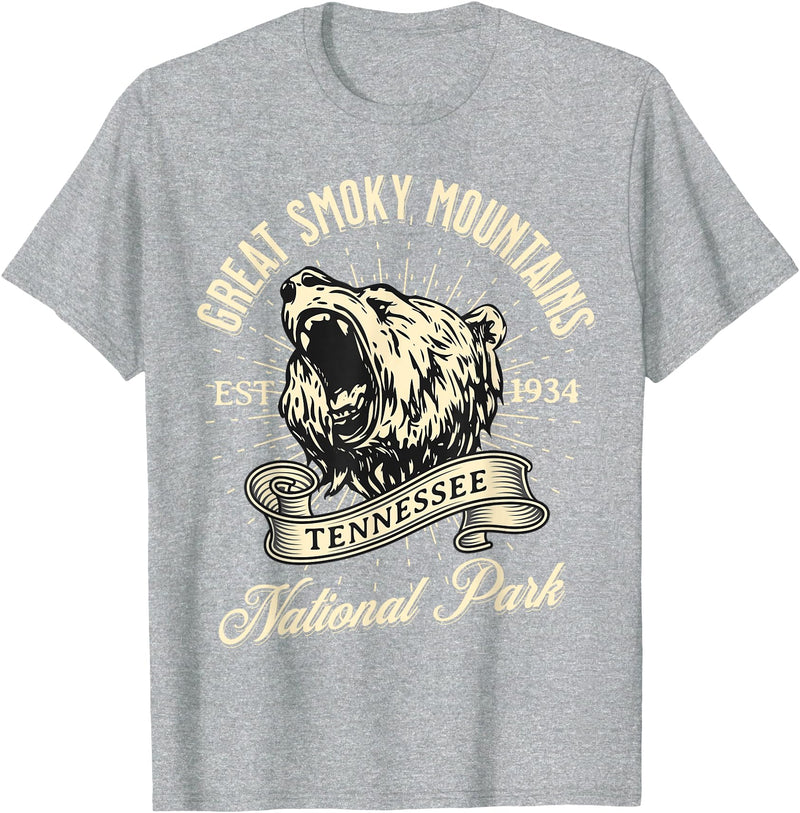 Great Smoky Mountains National Park Tennessee USA Great Smoky Mountains National Park Tennessee Bear Hike T-Shirt - Heather Grey