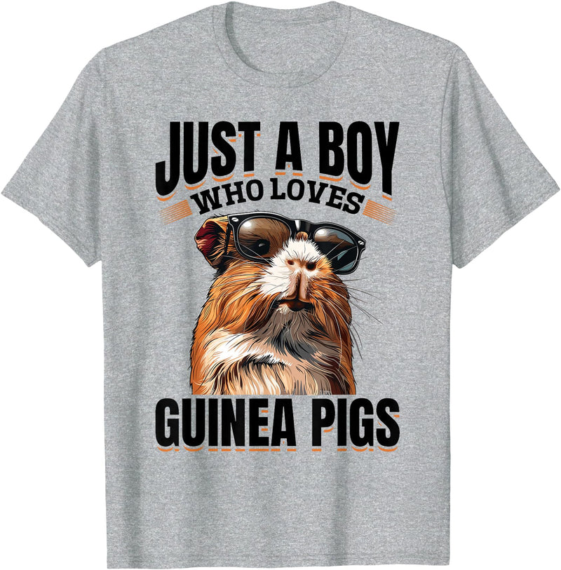 Funny Guinea Pig Pet Lover Rodent Lover Graphics Funny Guinea Pig Pet Lover Rodent Animal Just a Boy Who T-Shirt - Heather Grey