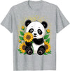 Panda Lover Gift Co. Panda Bear with Sunflowers, Panda Bear T-Shirt - Heather Grey