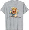 KAEDAM Gifts: Highland Cows Cute Baby Highland Cow Calf Love Spring Pastel Novelty T-Shirt - Heather Grey