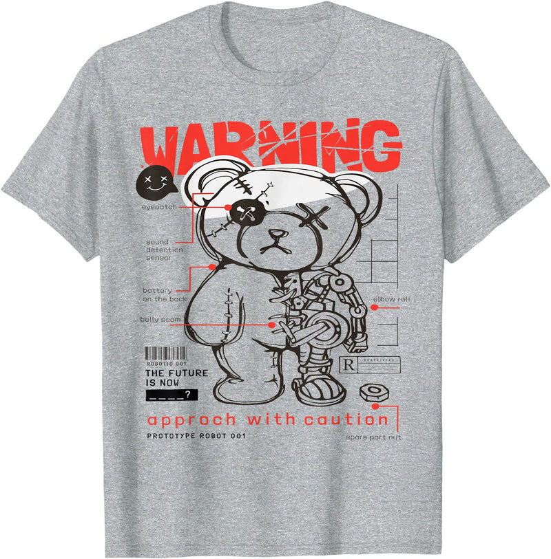 Prototype Robot Teddy Bear Funny T-Shirt - Heather Grey