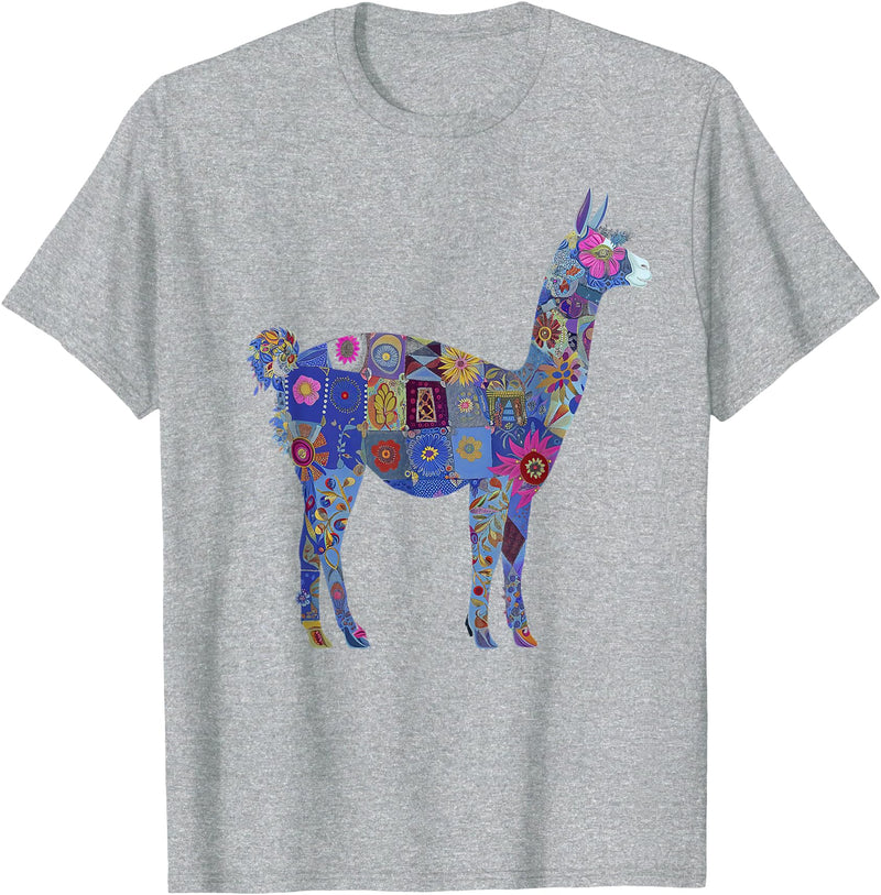 We Love Llamas & Alpacas - Peru Souvenirs Co. Peru Souvenir Llama Alpaca Flowers Peruvian Souvenir T-Shirt - Heather Grey