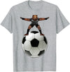 Behrbones Clothing Bear Goalie On Soccer Ball - by Behrbones T-Shirt - Heather Grey