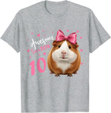 Funny Guinea Pig Birthday Party Girls 10 Years Old Guinea Pig Birthday for Girls 10th Bday T-Shirt - Heather Grey