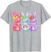 Easter Cute Bunny Coquette Bow Tie Dye Rabbit Women Girl Kid T-Shirt in Heather Grey