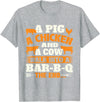 Funny BBQ Shirts A Pig A Chicken And A Cow - Grilling BBQ Lover Barbecue T-Shirt - Heather Grey