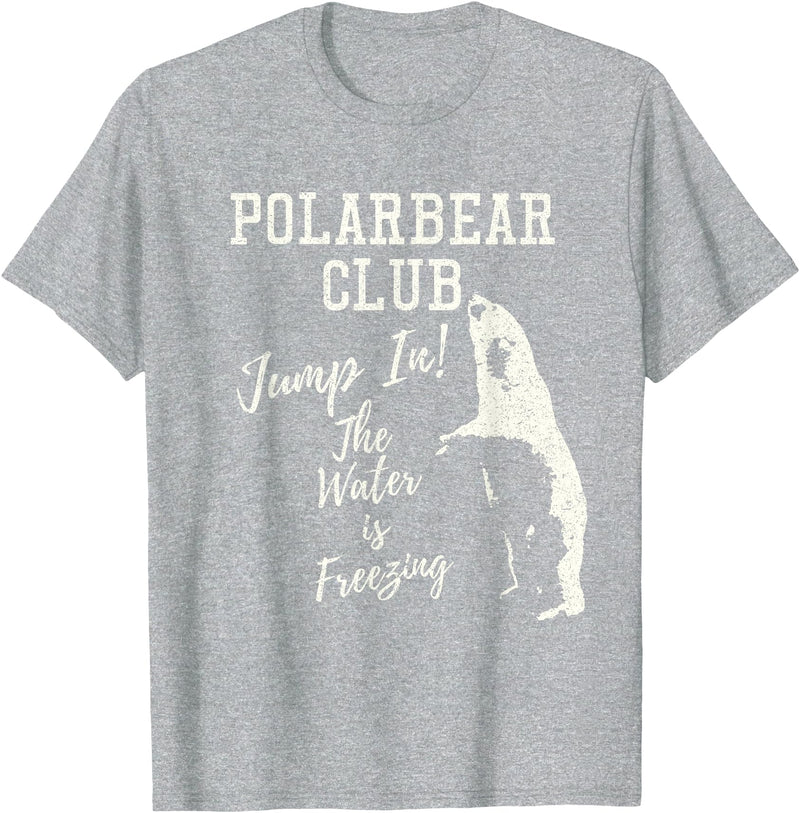 2018 Polar Bear Club Vintage Distressed Tee shirt Polar Bear Club Freezing Water Vintage Distressed T shirt T-Shirt - Heather Grey