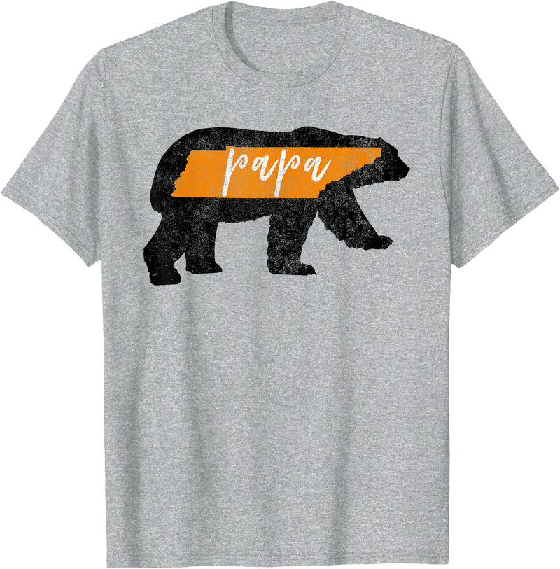 Tennessee State Flag and Home Vintage Shirt Co. Mens Papa Bear Tennessee State Flag Vintage Dad Shirt T-Shirt - Heather Grey