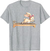Cute Bunny Doing Pilates Reformer Machine Easter Rabbit T-Shirt in Heather Grey