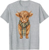 Farmer Cute Women Highland Cow Shirts Cozy Fall Autumn Highland Cow T-Shirt - Heather Grey