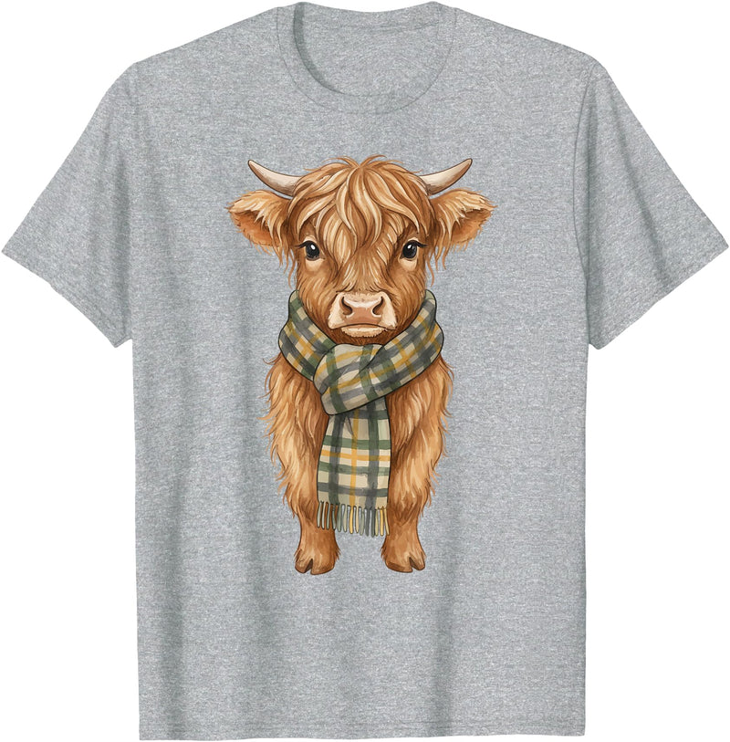 Farmer Cute Women Highland Cow Shirts Cozy Fall Autumn Highland Cow T-Shirt - Heather Grey