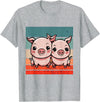 Cute Sibling Baby Little Pink Pig Sister Animal Pig Lovers T-Shirt - Heather Grey