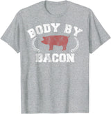 Trendy Apparel Body By Bacon Pig Vintage Collegiate T-Shirt - Heather Grey