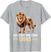 Lions Lion Lovers Shop Just a Boy who loves Lions Lion T-Shirt - Heather Grey