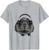 ROSS BOSS Funny Guinea Pig Graphic Tees Guinea Pig Shirt Headphones T-Shirt - Heather Grey