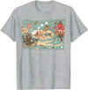 Mel & Bear Treasure Map Ship Sharks Pirates & Skulls Shirt Boys Kids T-Shirt - Heather Grey