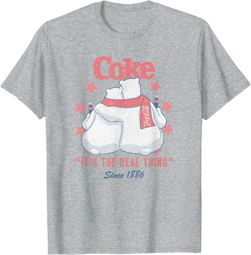 Coca-Cola Fourth of July Polar Bears Real Thing T-Shirt - Heather Grey