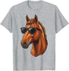 Cowboy Cowgirl Sunglasses Equestrian Rider Girl Horse Sunglasses Horse Riding T-Shirt - Heather Grey