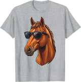 Cowboy Cowgirl Sunglasses Equestrian Rider Girl Horse Sunglasses Horse Riding T-Shirt - Heather Grey