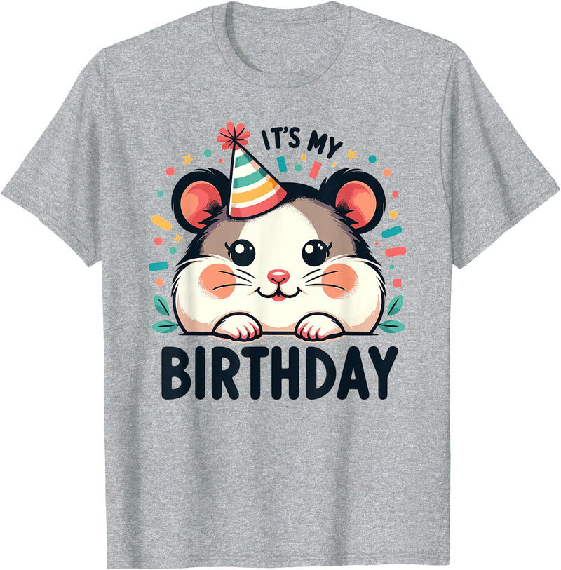 Hamster Birthday for Children It's My Birthday T-Shirt - Heather Grey