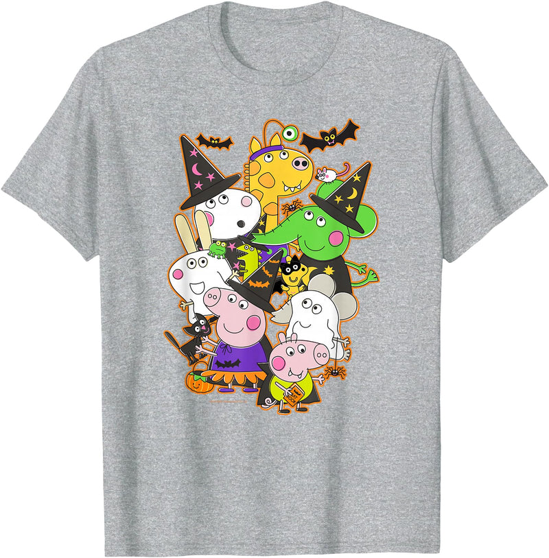 Peppa Pig Halloween Happy Costumes Group Shot T-Shirt - Heather Grey