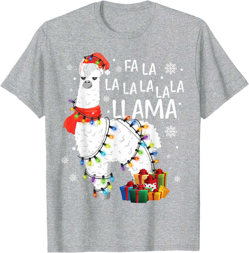 Funny Fa La La Llama Christmas Shirt FA La La Llama Christmas Funny Lllama Lover Xmas Pajamas T-Shirt - Heather Grey